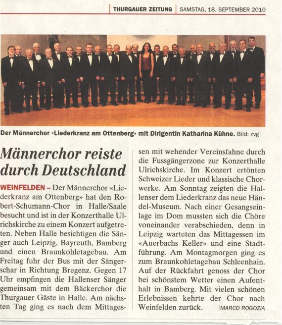 Das schrieb die Thurgauer Zeitung ... LaO Halle 2010 TG Zeitung