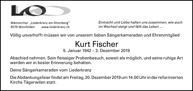 Kurt Fischer Traueranzeige LaO